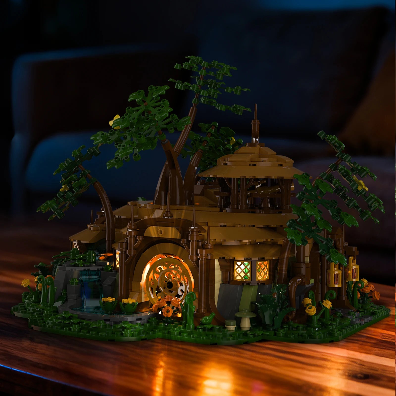 1854PCS Light-up Forest Castle Building Model MOC Building Blocks Toy Set, Toy Ornament, Educational Toy, Kids Birthday Gift