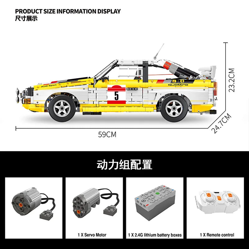 3887Pcs Technical 1:8 City Super Speed S1 Sports Car  Building Blocks Remote Control Quattro Vehicle Bricks Toys Kids Gifts
