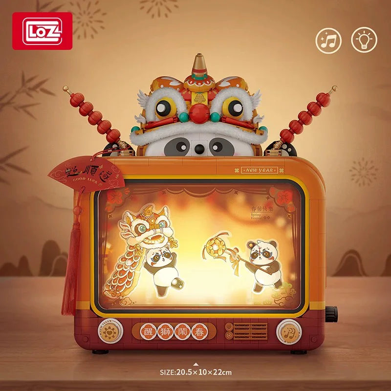 LOZ Panda Shadow Play Retro TV Building Blocks Set, Festive and Cute Home Decor Toy, Birthday Gift for Adults and Children